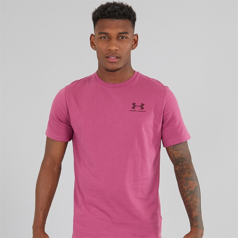 Under Armour Mens UA Sportstyle Left Chest Short Sleeve T-Shirt Fuchsia Dusk/Dark Maroon