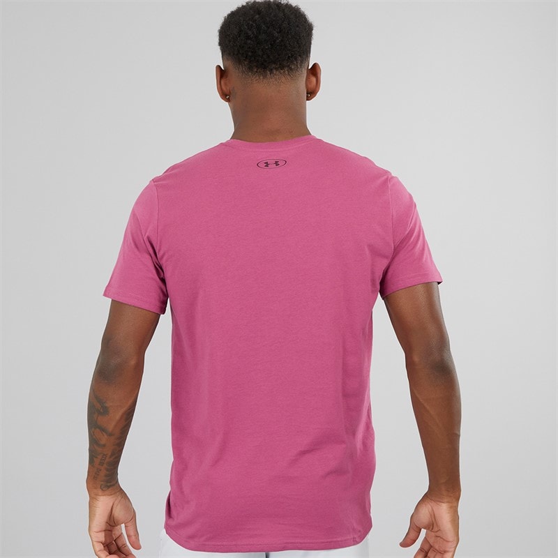 Under Armour Mens UA Sportstyle Left Chest Short Sleeve T-Shirt Fuchsia Dusk/Dark Maroon - Image 2