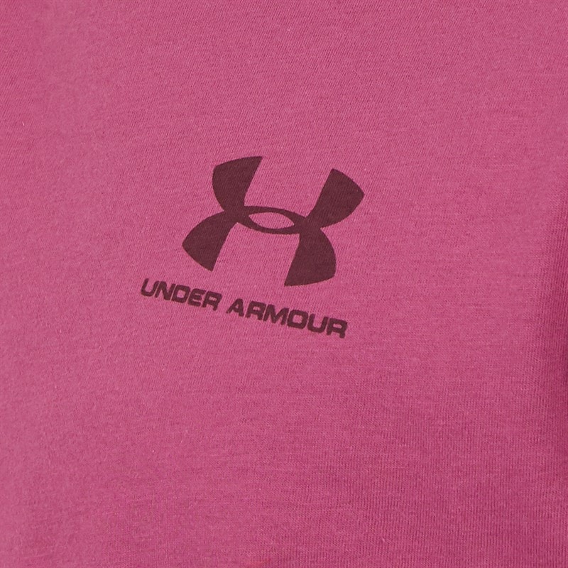 Under Armour Mens UA Sportstyle Left Chest Short Sleeve T-Shirt Fuchsia Dusk/Dark Maroon - Image 3