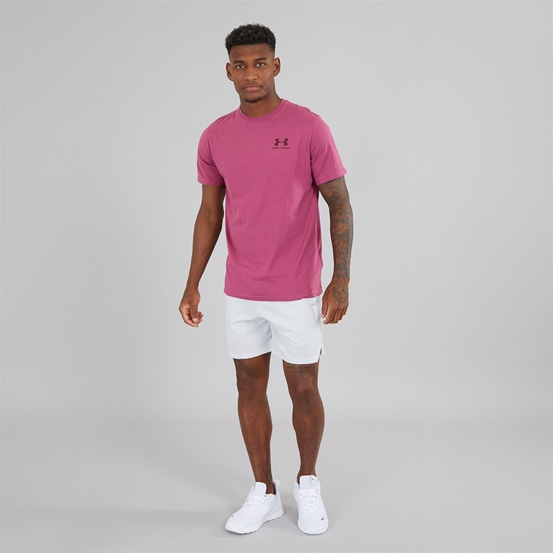 Under Armour Mens UA Sportstyle Left Chest Short Sleeve T-Shirt Fuchsia Dusk/Dark Maroon - Image 4