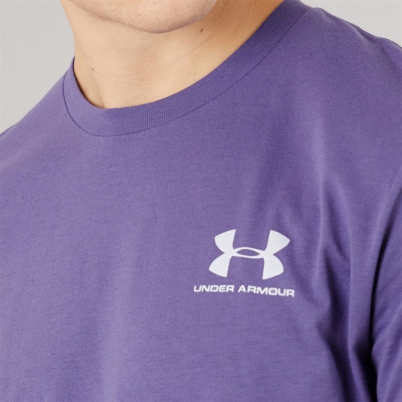Under Armour Mens UA Sportstyle Left Chest Short Sleeve T-Shirt Purple Luxe/White - Image 3