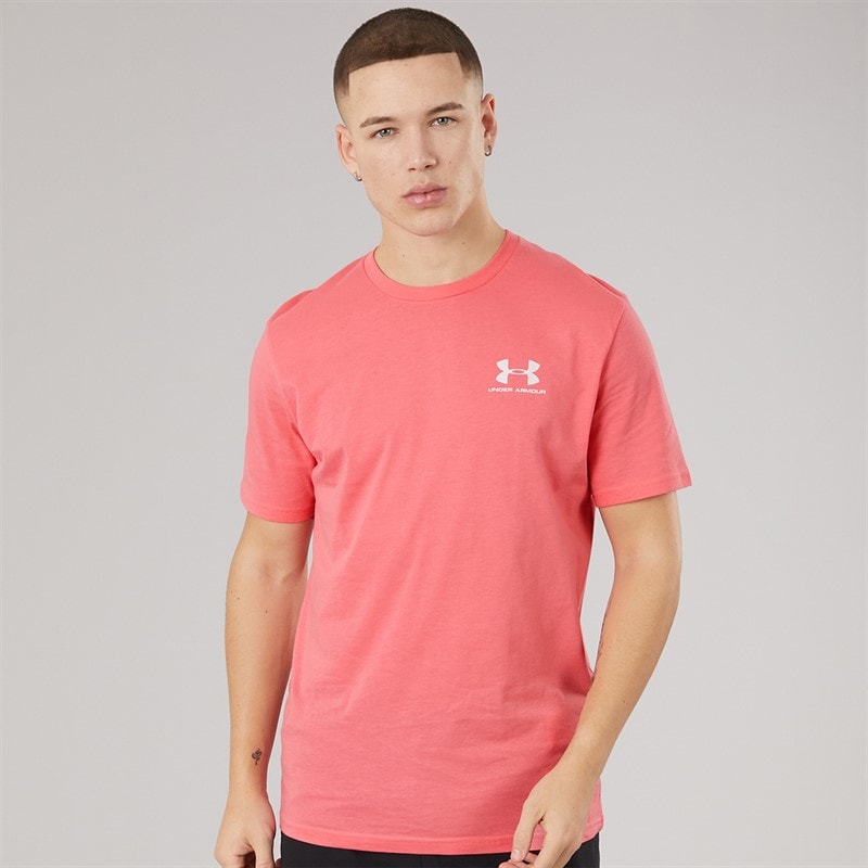 Under Armour Mens UA Sportstyle Left Chest Short Sleeve T-Shirt Bittersweet Pink/White