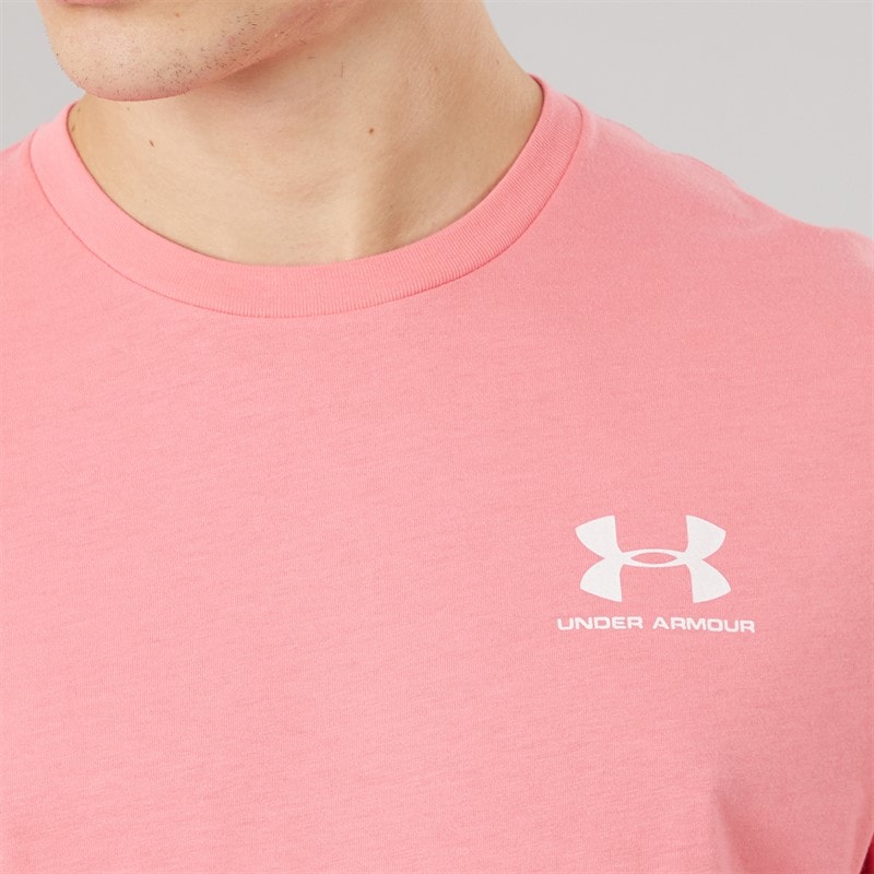 Under Armour Mens UA Sportstyle Left Chest Short Sleeve T-Shirt Bittersweet Pink/White - Image 3