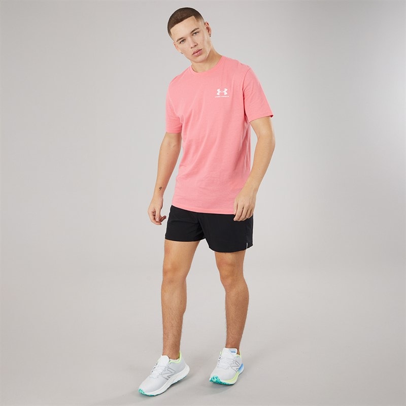 Under Armour Mens UA Sportstyle Left Chest Short Sleeve T-Shirt Bittersweet Pink/White - Image 4
