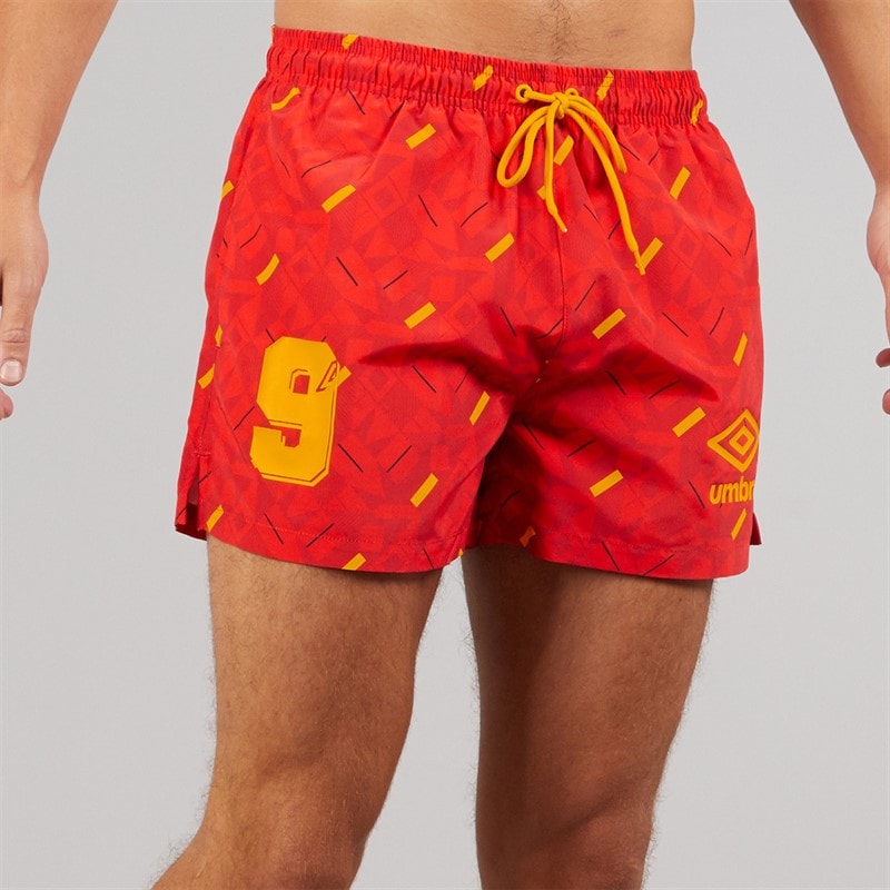 Umbro Mens Racer Swim Shorts Red/Orange/Navy