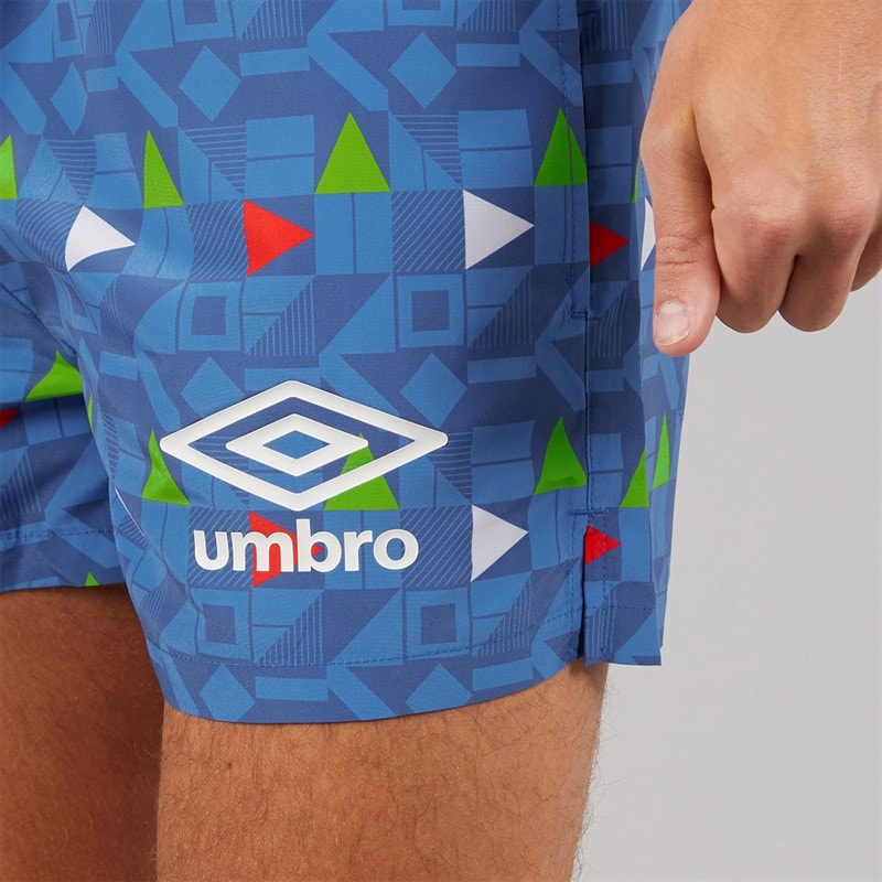 Umbro Mens Racer Swim Shorts Blue/Red/Green/White - Image 3