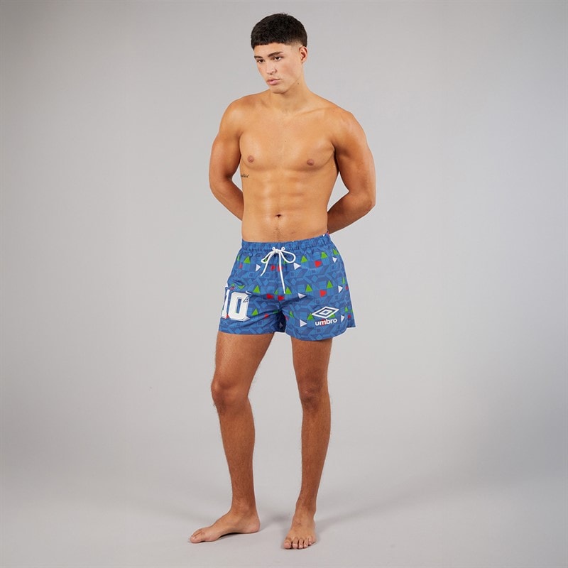 Umbro Mens Racer Swim Shorts Blue/Red/Green/White - Image 4