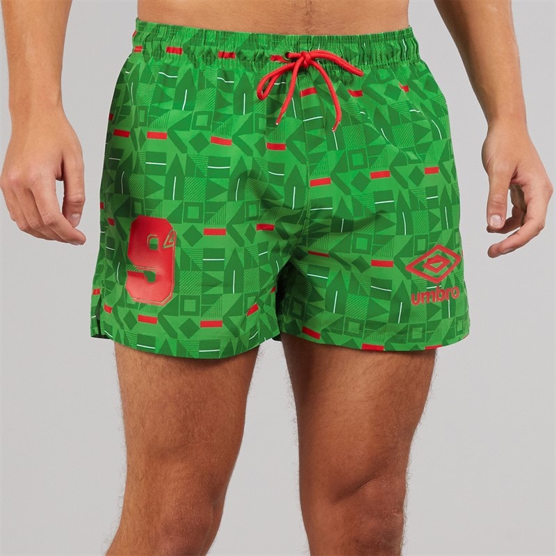 Umbro Mens Racer Swim Shorts Green/Red/White