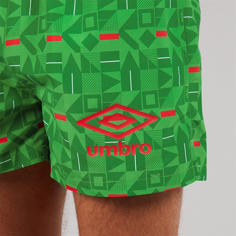 Umbro Mens Racer Swim Shorts Green/Red/White - Image 3