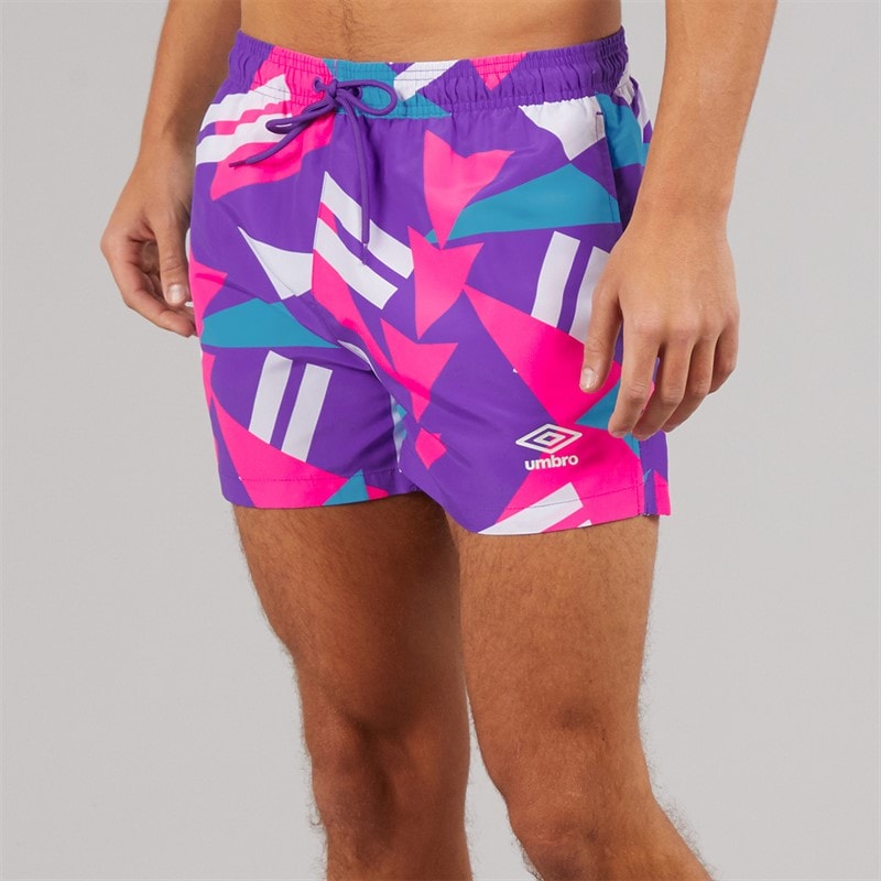 Umbro Mens Loco Swim Shorts Prism Violet/Knockout Pink/Hawiian Blue