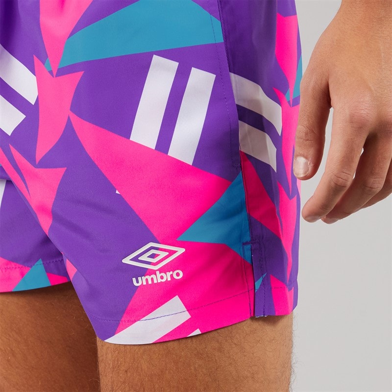 Umbro Mens Loco Swim Shorts Prism Violet/Knockout Pink/Hawiian Blue - Image 3