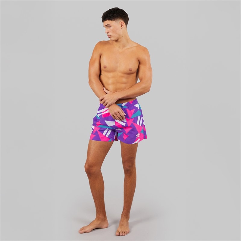 Umbro Mens Loco Swim Shorts Prism Violet/Knockout Pink/Hawiian Blue - Image 4