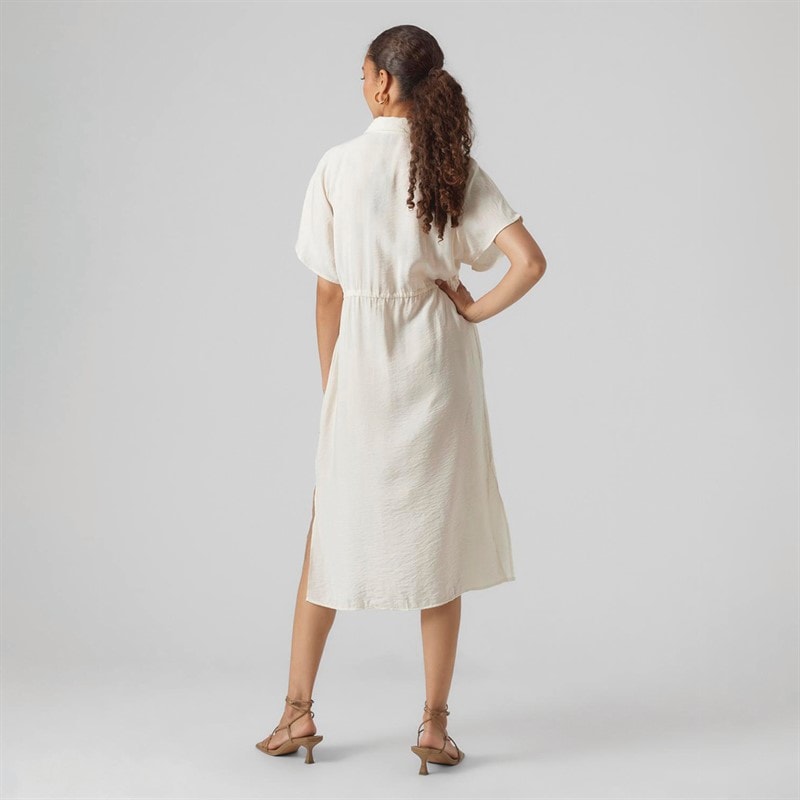 Vero Moda Womens Iris Short Sleeve Shirt Dress Pearled Ivory - Image 2