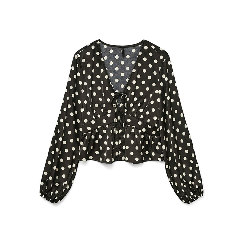 Vero Moda Womens Savana Long Sleeve V-Neck Top Black - Image 1