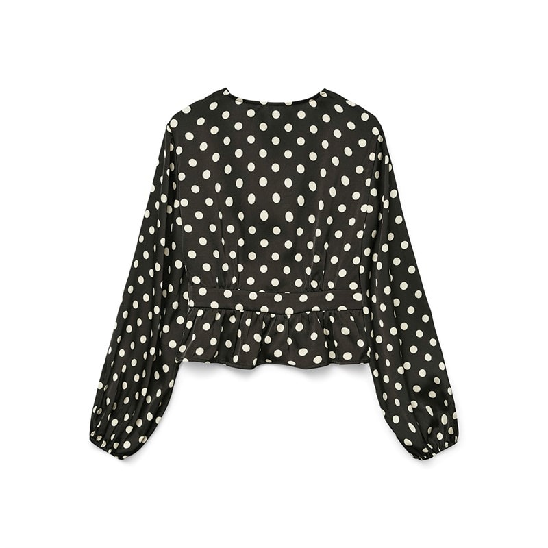 Vero Moda Womens Savana Long Sleeve V-Neck Top Black - Image 2