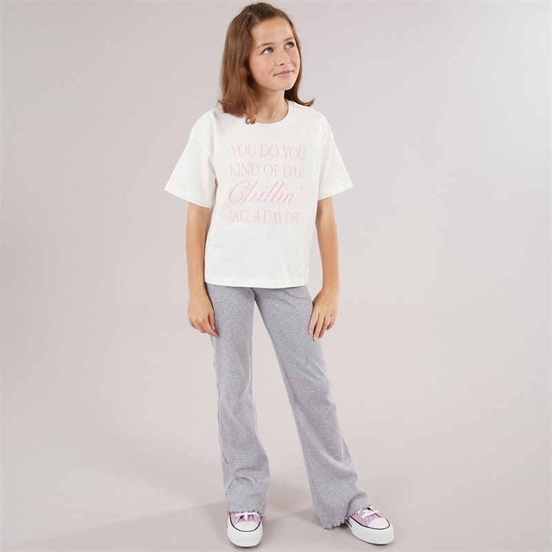Vero Moda Girls Katrine Cropped T-Shirt Snow White Chillin C-12 Snow White Chillin - Image 3