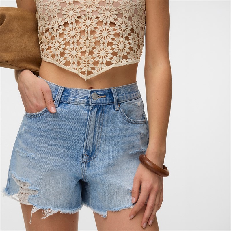Vero Moda Womens Hailey Denim Shorts Light Blue Denim - Image 4