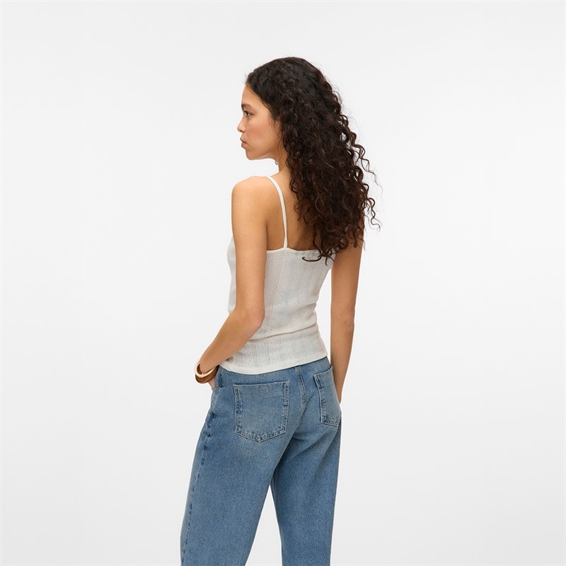 Vero Moda Womens Lisa Pointelle Vest Snow White - Image 2