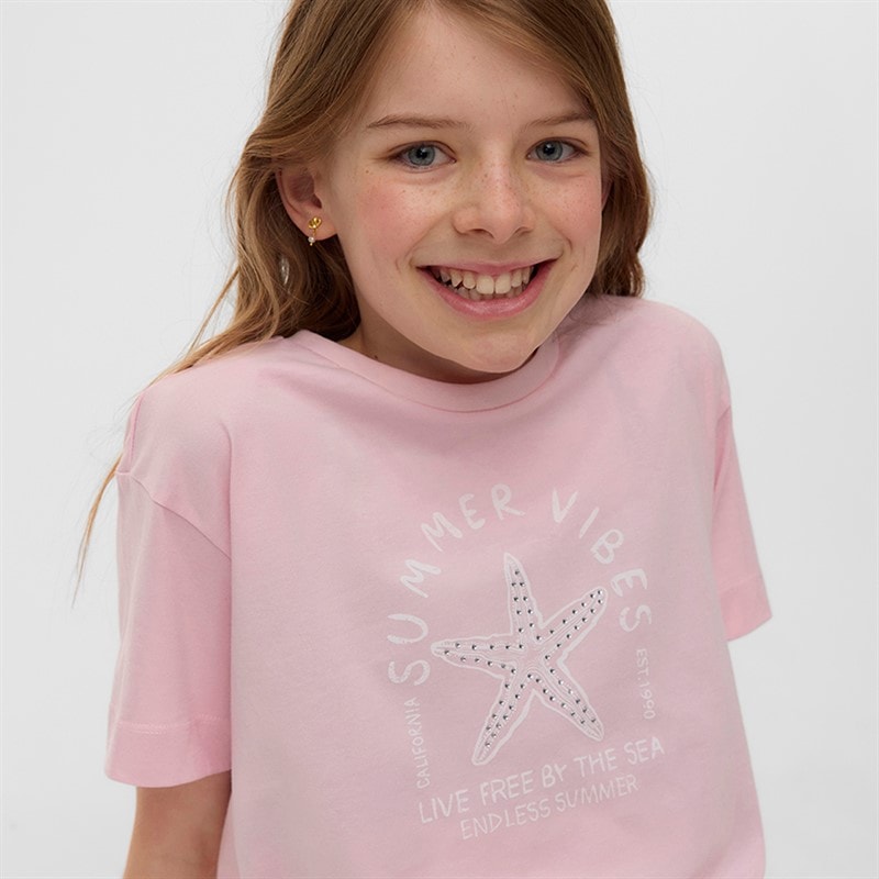 Vero Moda Girls Palma Mette T-Shirt Pink-A-Boo - Image 1