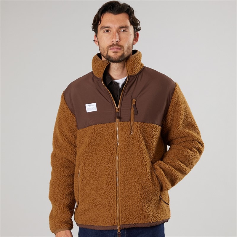 Resteröds Mens Panel Zip Fleece Brown - Image 3