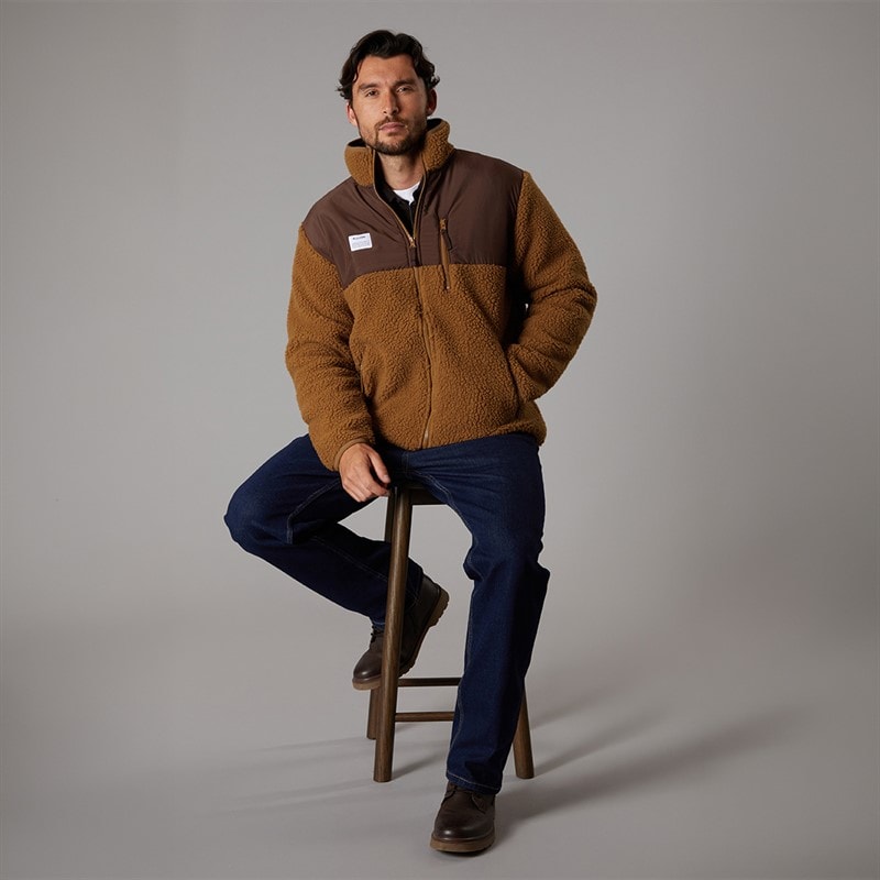 Resteröds Mens Panel Zip Fleece Brown - Image 4