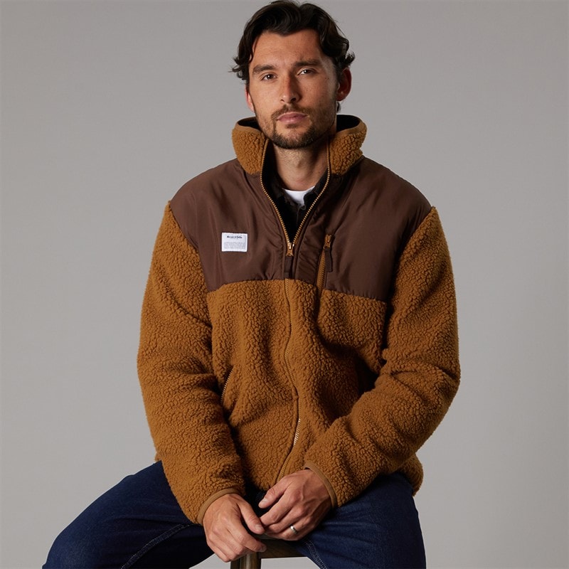 Resteröds Mens Panel Zip Fleece Brown - Image 5