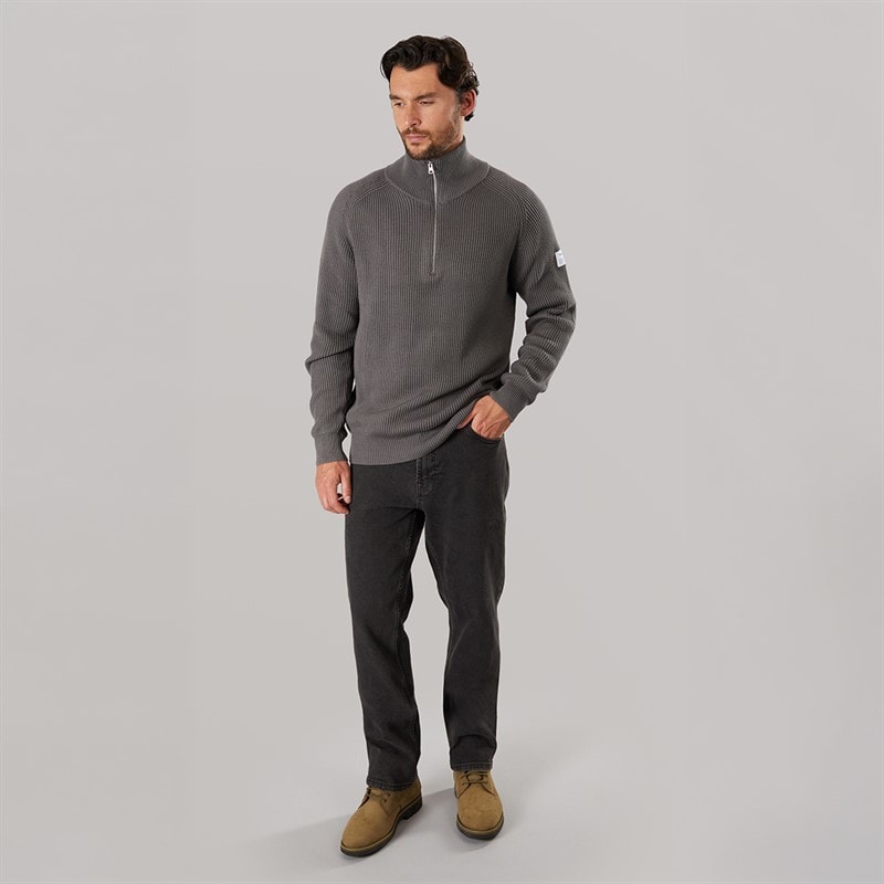 Resteröds Mens Knitted Half Zip Pullover Grey - Image 4