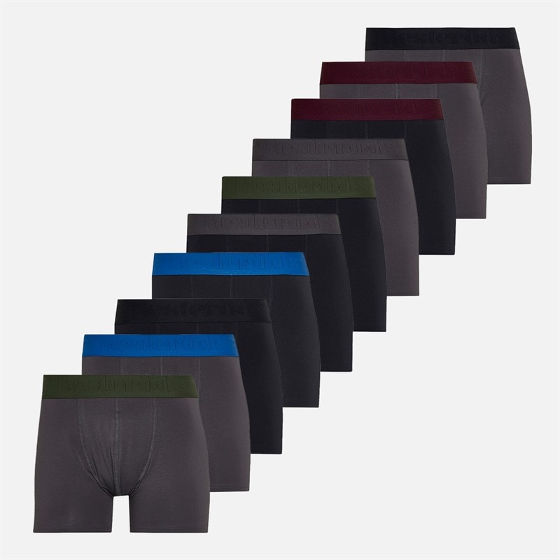 Resteröds Mens Cotton Ten Pack Boxer Trunks Multicolour