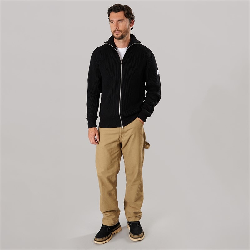Resteröds Mens Knitted Zip Cardigan Black - Image 3