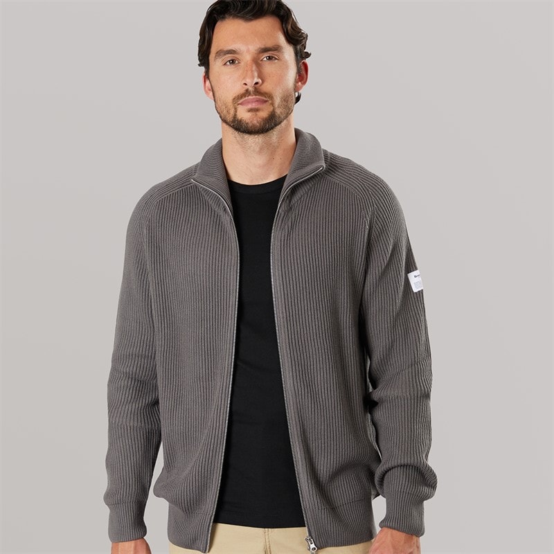 Resteröds Mens Knitted Zip Cardigan Grey