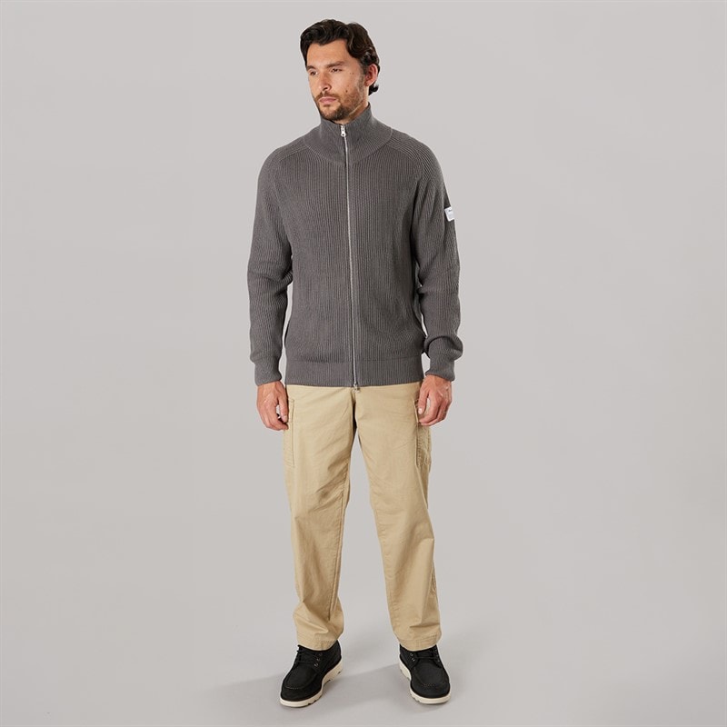 Resteröds Mens Knitted Zip Cardigan Grey - Image 3