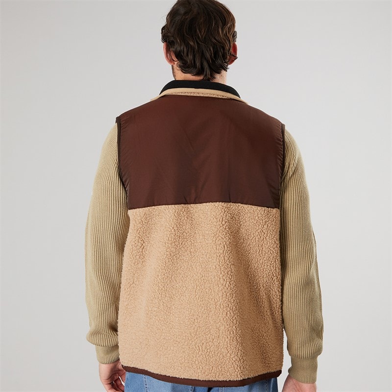 Resteröds Mens Panel Zip Fleece Vest Sand - Image 2