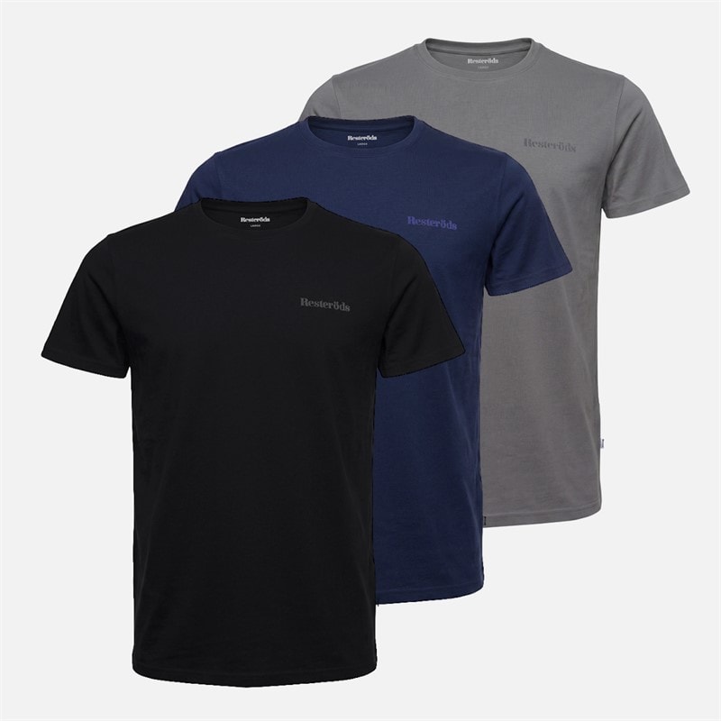 Resteröds Mens Three Pack T-Shirts Multicolour - Image 1
