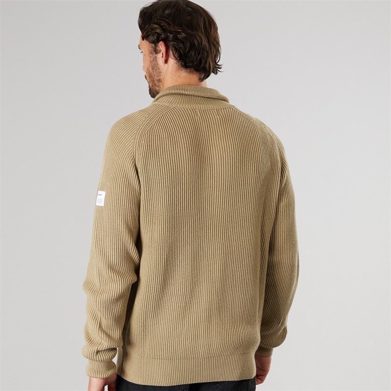 Resteröds Mens Knitted Zip Cardigan Sand - Image 2