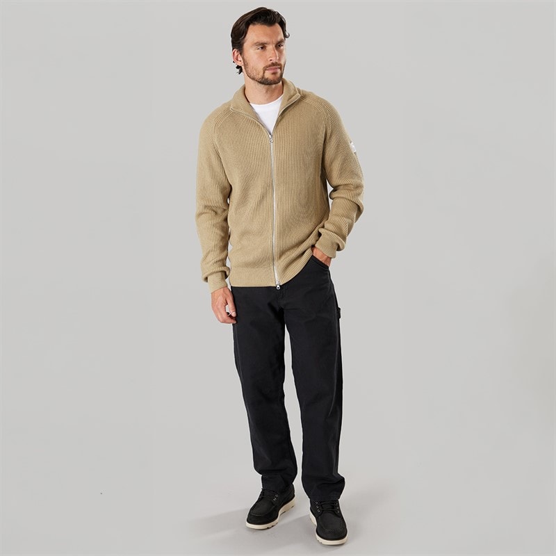 Resteröds Mens Knitted Zip Cardigan Sand - Image 4