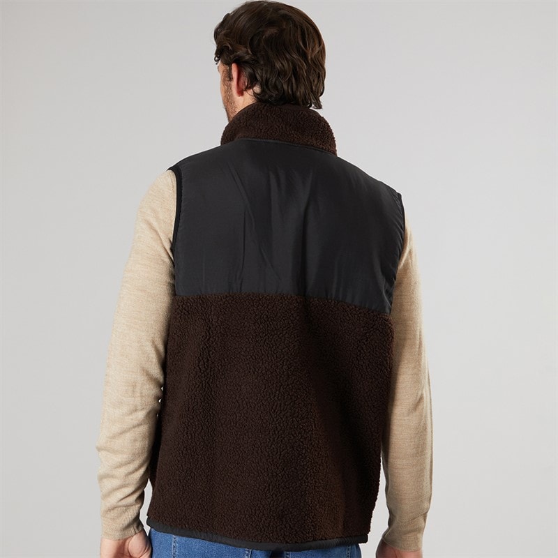 Resteröds Mens Panel Zip Fleece Vest Brown - Image 2