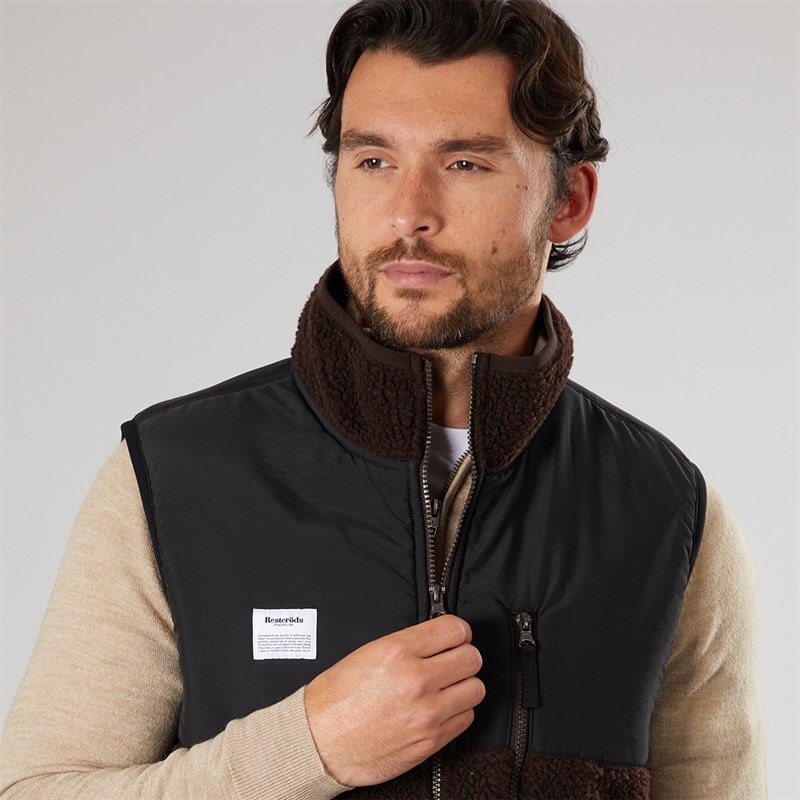 Resteröds Mens Panel Zip Fleece Vest Brown - Image 3