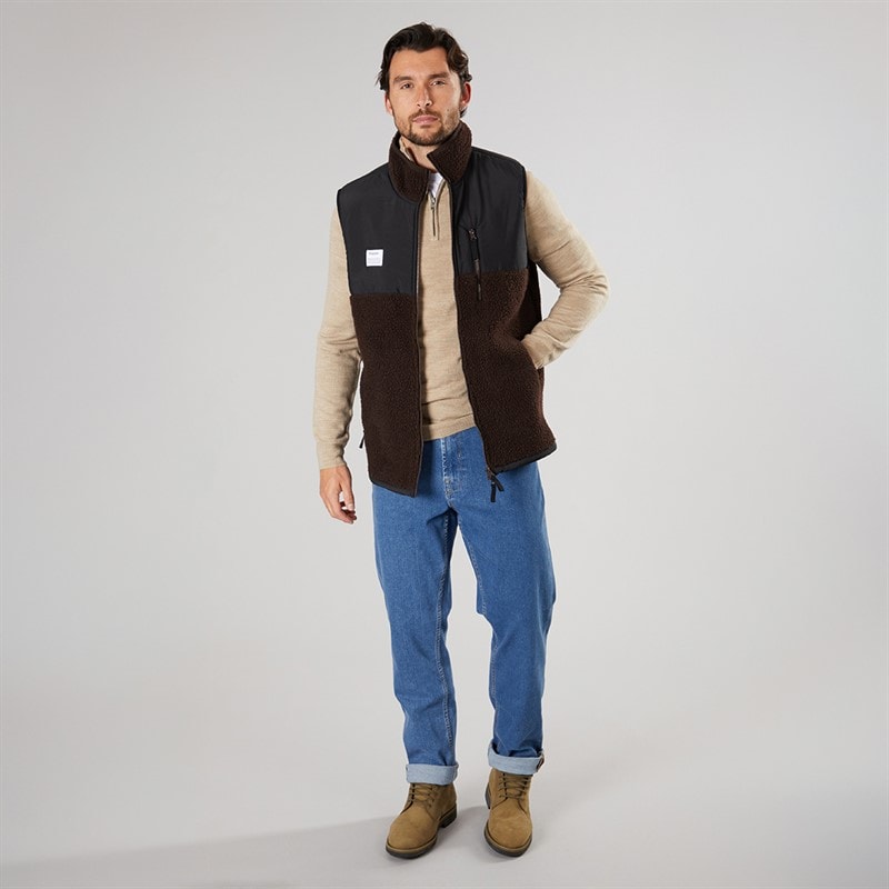 Resteröds Mens Panel Zip Fleece Vest Brown - Image 4