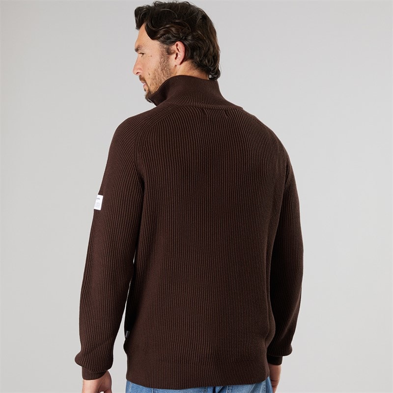 Resteröds Mens Knitted Half Zip Pullover Brown - Image 2