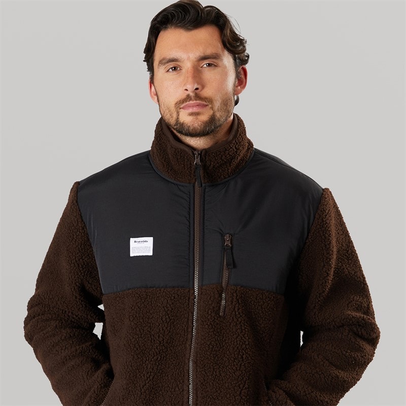 Resteröds Mens Panel Zip Fleece Brown - Image 3