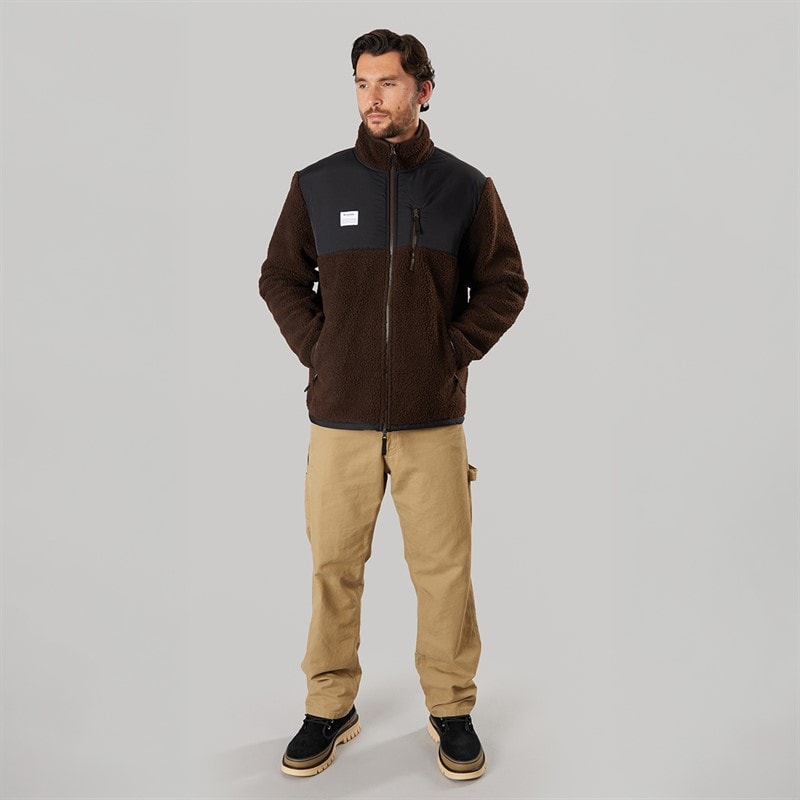 Resteröds Mens Panel Zip Fleece Brown - Image 4