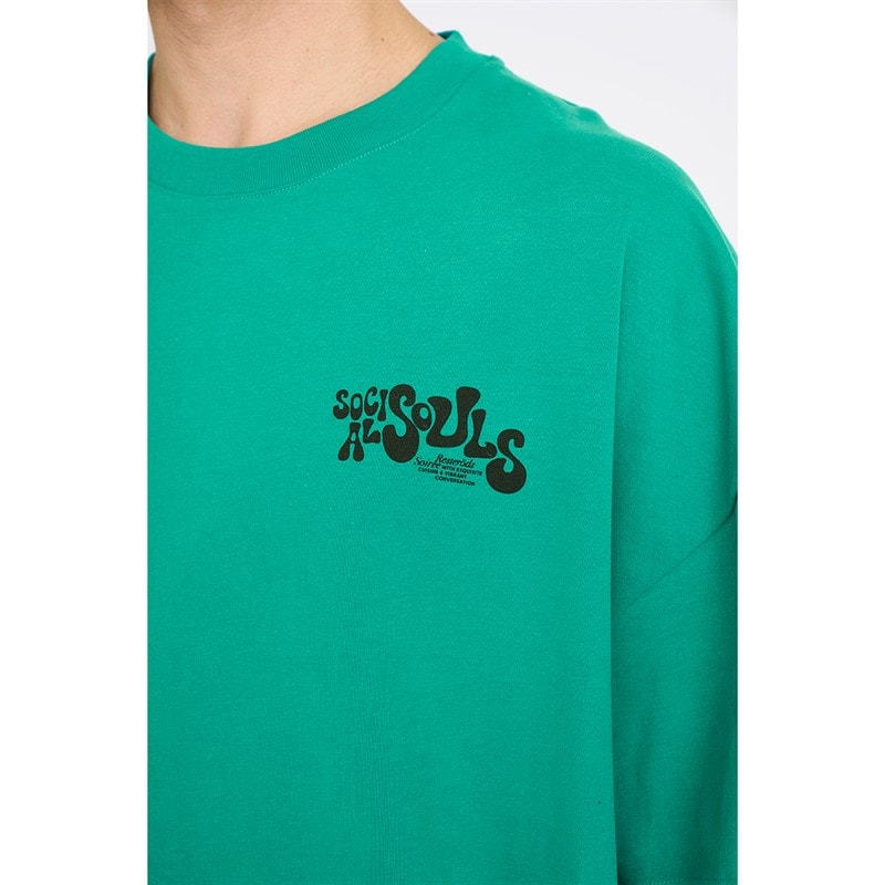 Resteröds Mens Tas Chest Print T-Shirt Green - Image 3