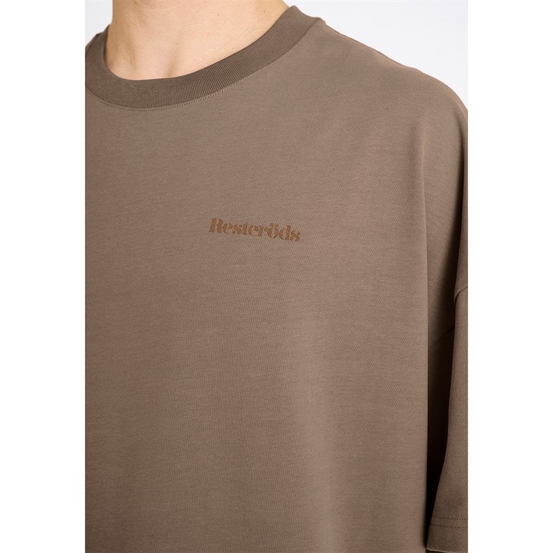 Resteröds Mens Tas Print T-Shirt Brown - Image 3