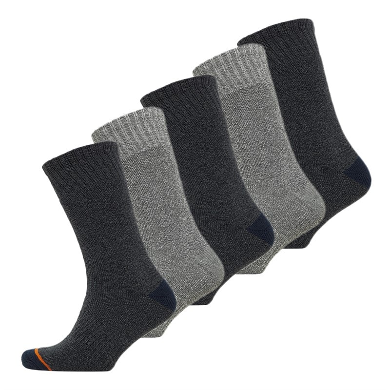 WEATHERPROOF Mens Five Pack Thermal Crew Socks Grey/Navy - Image 1