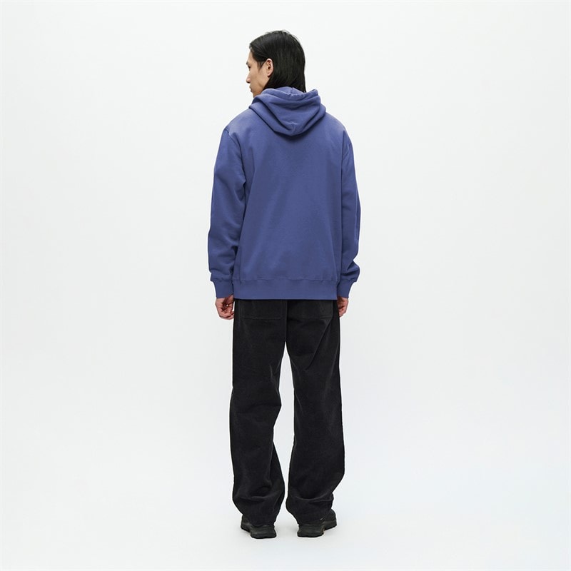 Wood Wood Mens Cass Chest Print Hoodie Skipper Blue - Image 3