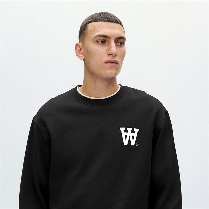 Wood Wood Mens Noel Chest Print Sweatshirt Black - Image 4