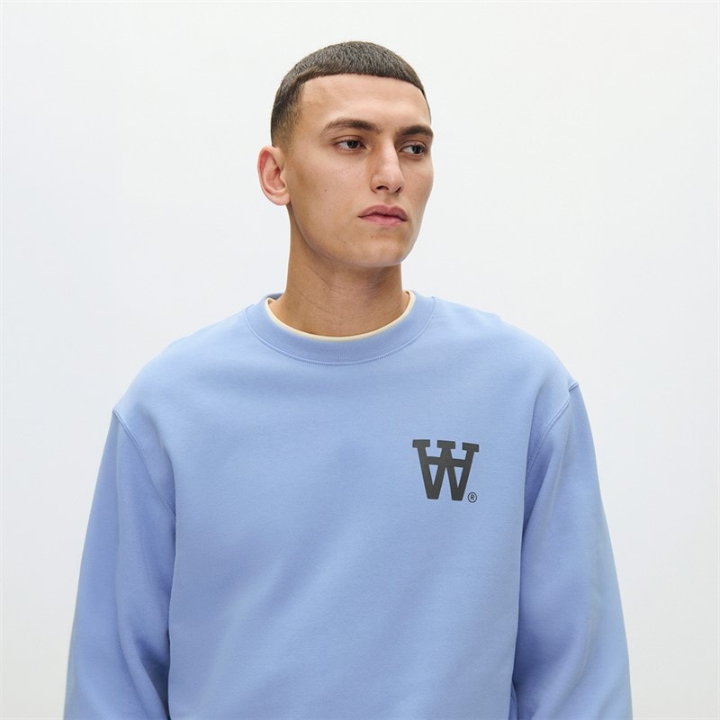 Wood Wood Mens Noel Chest Print Sweatshirt Azurine - Image 4