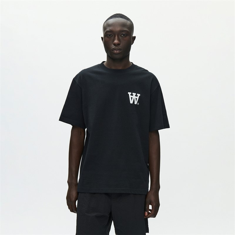 Wood Wood Mens Liam T-Shirt Black With White