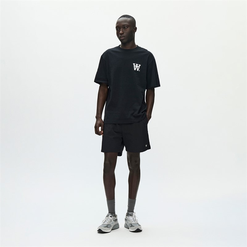 Wood Wood Mens Liam T-Shirt Black With White - Image 2