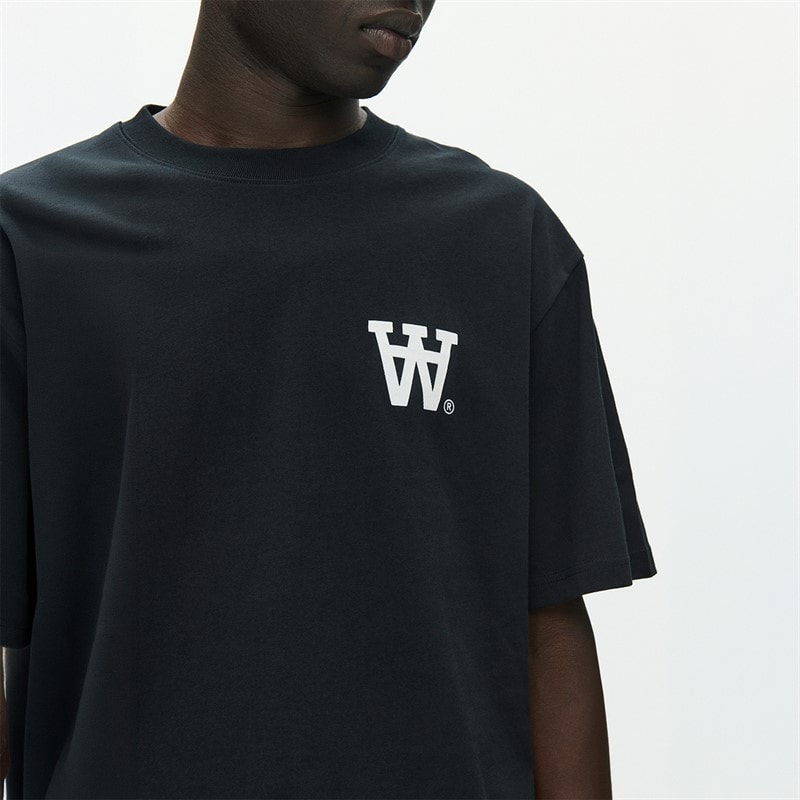 Wood Wood Mens Liam T-Shirt Black With White - Image 4